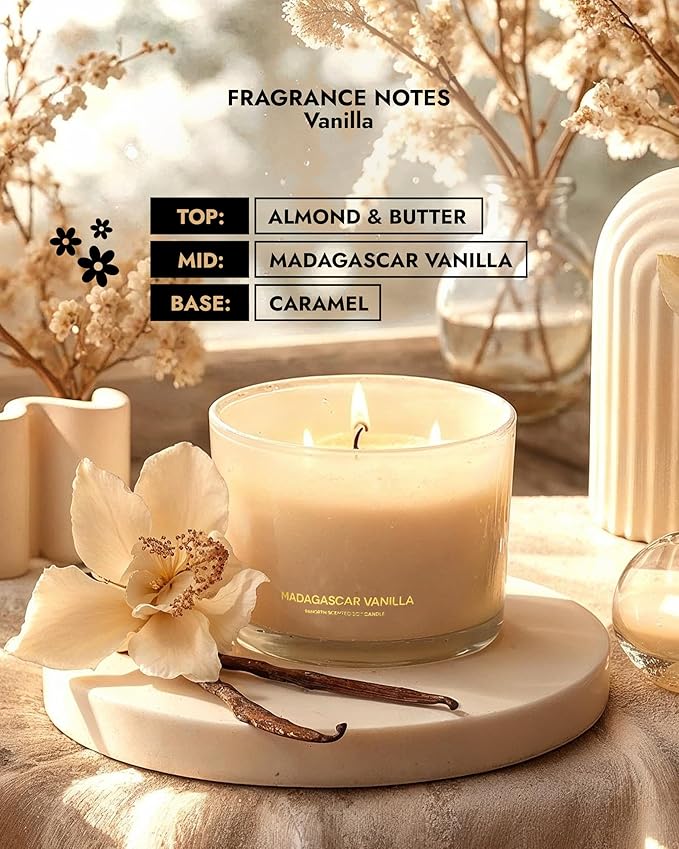 96NORTH Luxury Vanilla Soy Candles | Large 3 Wick Jar Candle | Up to 50 Hours - Image 4