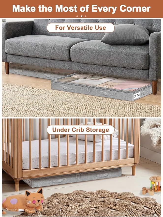 3 Inch Low Profile Under Bed Storage Bins - Image 7