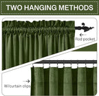 StangH Christmas Velvet Curtains Moss Green Heavy Thermal Insulated Drapes - Image 3