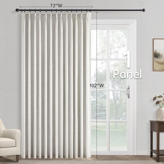 Topfinel Extral Wide Curtains, Pinch Pleated 100% Blackout Linen Luxury Drapery - Image 2
