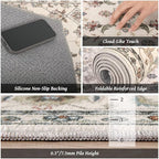 Washable 6x9 Area Rugs for Living Room, Boho Non-Slip Vintage Distress Large - Image 5