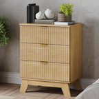 Fluted 3 Drawer Dresser, 30.3" Tall Compact Modern Boho Chest of Drawers by BORNOON