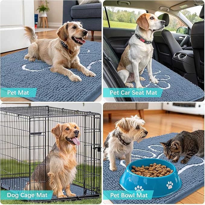 OLANLY Dog Door Mat for Muddy Paws 24x16, Paw Print Design, Absorbs Moisture - Image 8