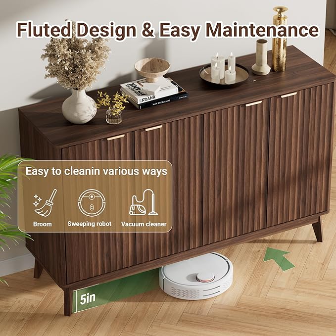 Sideboard Cabinet, Modern Fluted Storage Cabinet - Image 4