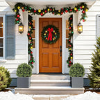 27“ Realistic Artificial Boxwood Topiary Trees Set of 2, Faux Plants Outdoor - Image 2