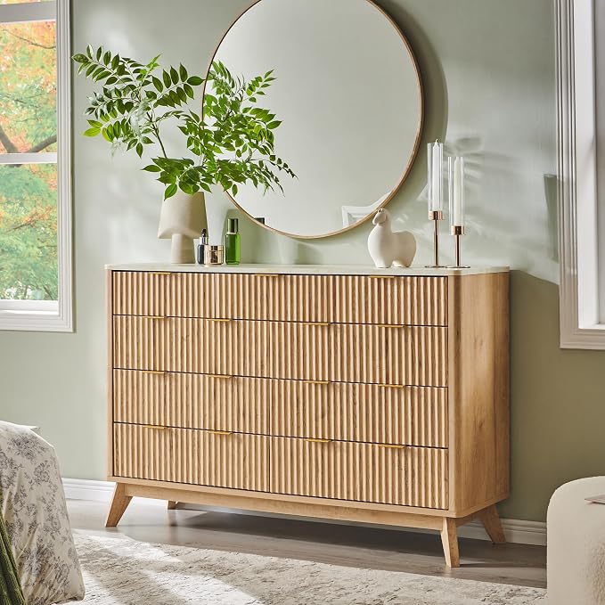 T4TREAM Fluted 9 Drawer Dresser, Modern Chest of Drawers - Image 7