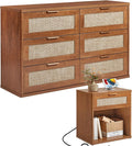 LEYAOYAO Rattan Dresser and Nightstand Set of 2, Boho Wood Dresser by LEYAOYAO-Findtheshiningpointofyourideallife%EF%BC%81