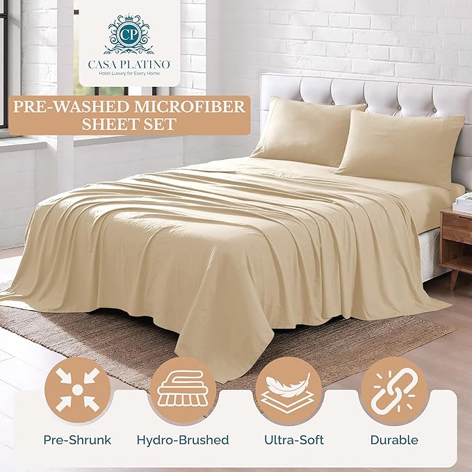 Casa Platino California King Sheets Pre-Washed Ultra Soft & Breathable Cooling - Image 2
