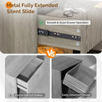 VINGLI Night Stand with Charging Station & Led Light, Wood Nightstand Mid - Image 7