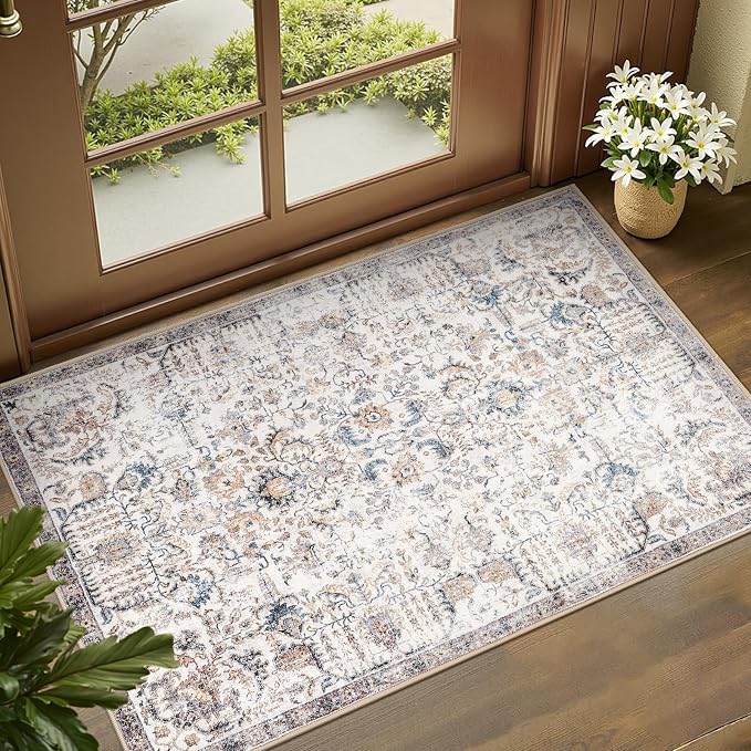 jinchan Kalen Area Rug 2x3 Washable Entryway Rug Vintage Doormat Indoor by JINCHAN