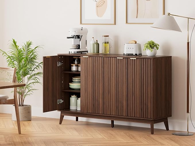 Sideboard Cabinet, Modern Fluted Storage Cabinet - Image 3