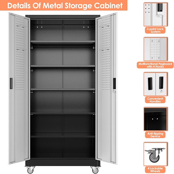 Aobabo 71" H×32" W×16" D Metal Storage Cabinet - Image 5