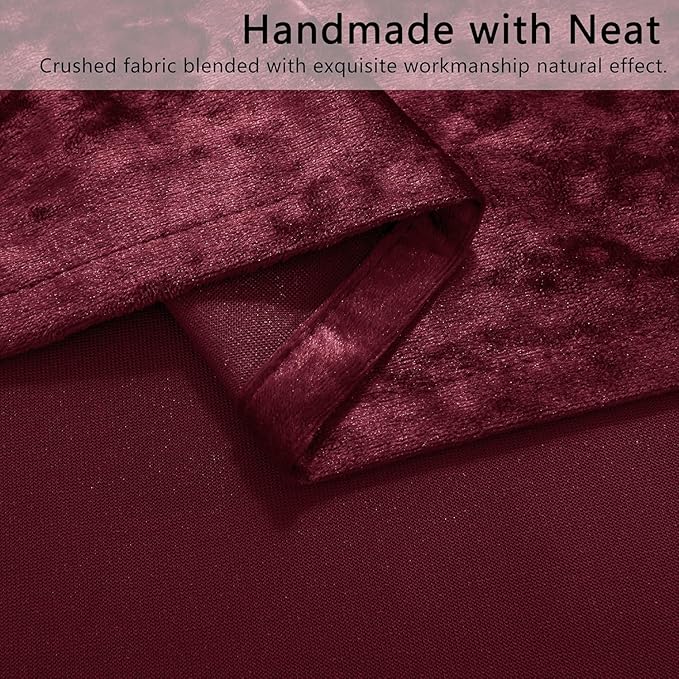 SMILETIME Burgundy Red Crushed Velvet Curtains 52x84 inch Luxurious Thermal - Image 5