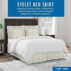 Fresh Ideas Eyelet Bed Skirt, Ruffled Design, 14 Inch Drop, Embroidered - Image 2