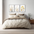 YCJKJDZ Framed Beige Botanical Canvas Wall Art Set of 3, Boho Watercolor - Image 3