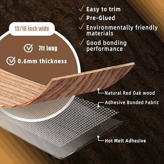 GSCIT Club Red Oak Edge Banding, 13/16 inch x 7ft roll of Veneer Edge Banding - Image 2