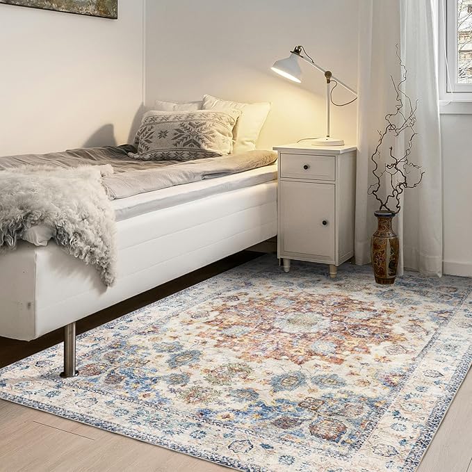 Area Rug 8×10, Large Vintage Boho Rug, Ultra-Soft Low Pile, Non Slip, Stain - Image 7