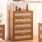 LEYAOYAO Rattan Dresser and Nightstand Sets 3, Boho Wood Dresser - Image 7
