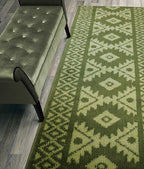 Custom Length Hallway Runner Rug, Slip Resistant, Southwestern Green, 26 Inch X by ORFAHOME
