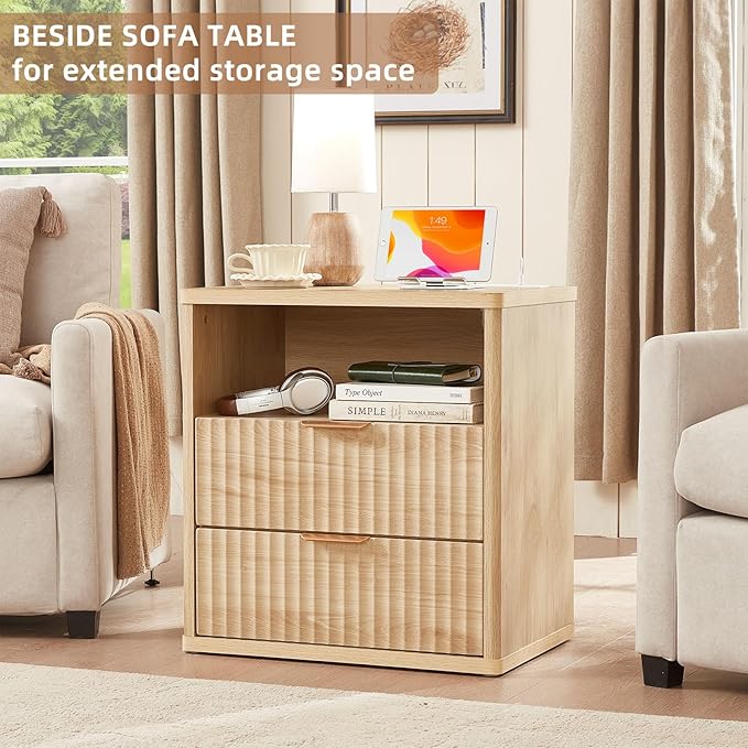 LEYAOYAO Fluted Farmhouse Nightstand Set of 2 - Image 6