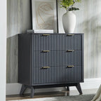 T4TREAM Fluted 3 Drawer Dresser, Curved Profile Design, Wood Drawer Organizer by T4TREAMFurniture