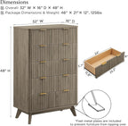 T4TREAM Fluted 5 Drawers Dresser, Curved Profile Design, Wood Drawer Organizer - Image 2