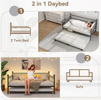 GarveeHome Daybed with Trundle, Metal Twin Trundle Bed with Charging Station & - Image 6