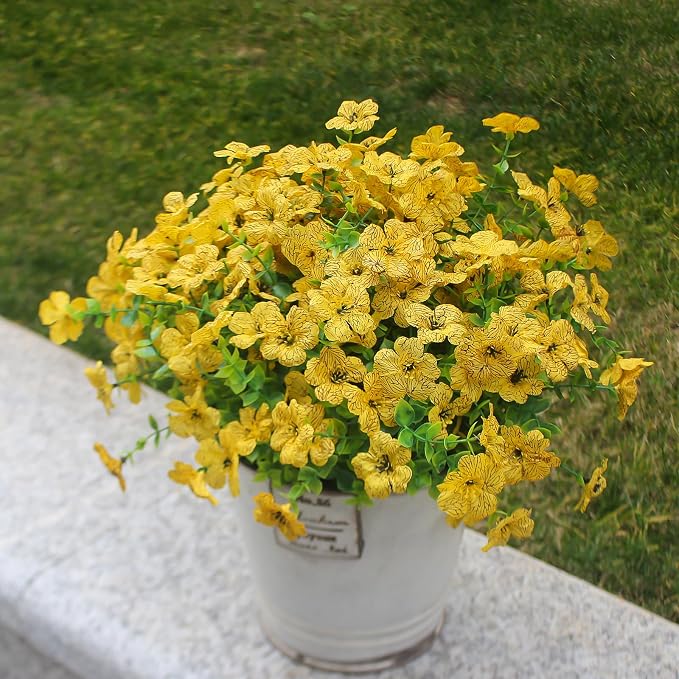 Yellow Artificial Outdoor Flowers 12 Bundles Fake Daisy Faux Mums Fall Plants - Image 4