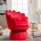 360° Swivel Accent Chair, Mid-Century Modern Velvet Barrel Chair, Comfy Shell - Image 7