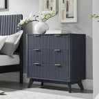 T4TREAM Fluted 3 Drawer Dresser, Curved Profile Design, Wood Drawer Organizer - Image 3