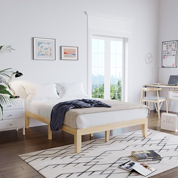 Giantex 14 Inch Queen Wood Platform Bed Frame, Minimalist Mattress Foundation - Image 5