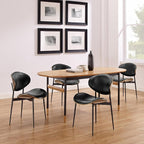 Art Leon Modern Faux Leather Dining Chairs, Mid Century Desk Chair No Wheels - Image 9