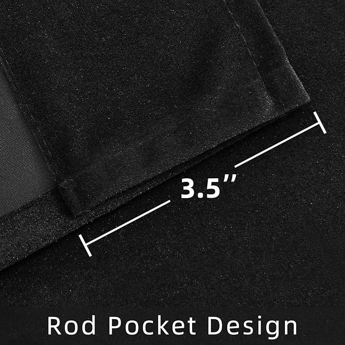 Joydeco Black Velvet Curtains 84 inch Length 2 Panels, Luxury Blackout Rod - Image 3