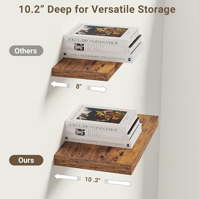 Vivelove 10 Inch Deep Floating Shelves 10 inch Long, 10 x 10 Wide Wall Shelves - Image 5