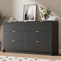 Black 7 Drawer Dresser for Bedroom, 55.9" Wide Modern Fluted Dresser by MAISONARIA