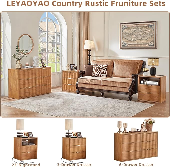LEYAOYAO Fluted 6 Drawers Dresser - Image 4