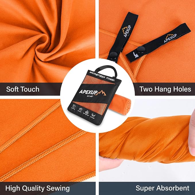 APEXUP Microfiber Travel Towel, Ultra Absorbent Quick Dry Towels, Lightweight - Image 2