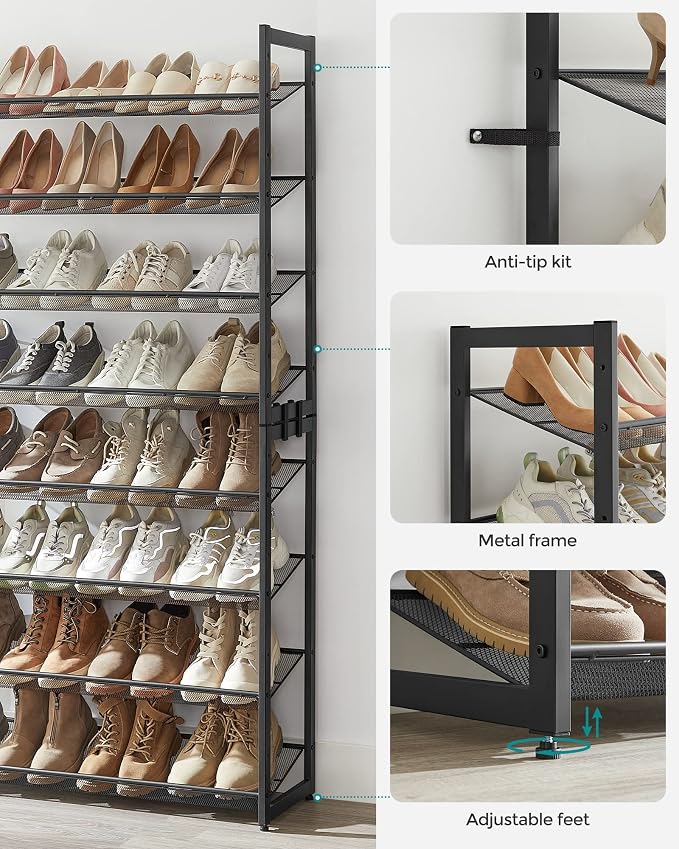 SONGMICS Shoe Rack, 8-Tier Shoe Organizer, Metal Rack - Image 5