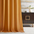 RYB HOME Gold Velvet Curtains 102 inches, Back Tab Soft Fabric Room Darkening - Image 6