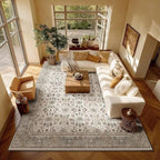 Washable 8x10 Area Rugs for Living Room, Boho Non-Slip Vintage Distress Large by Hedwior