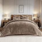 EVERGRACE Velvet Quilt Set California King 118'' x 106'', Luxurious Soft by EverGrace