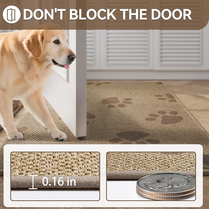 Door Mat Indoor Entrance 31"x47", 0.16" Thin Paw Print Low Pile Doormat - Image 4