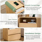 Modern Curved Night Stand, 2 Storage Drawers Side Table, Large End Table - Image 6