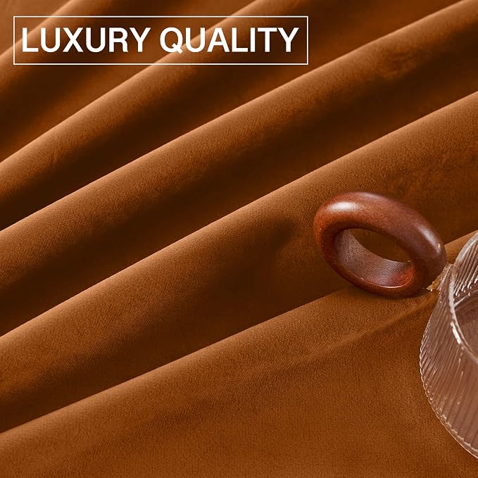 StangH Burnt Orange Curtains for Halloween Home Decoration Luxury Velvet Room - Image 8
