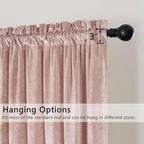 SMILETIME Pink Crushed Velvet Curtains 52x96inch Rod Pocket Luxurious Thermal - Image 2