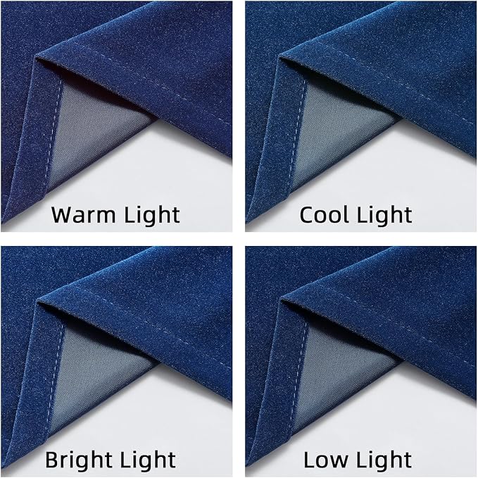 Joydeco Royal Blue Velvet Curtains 90 inch Curtains, Luxury Grommet Blackout - Image 6