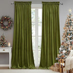 StangH Olive Green Velvet Curtains Light Blocking Bedroom Window Drapes Privacy by StangH
