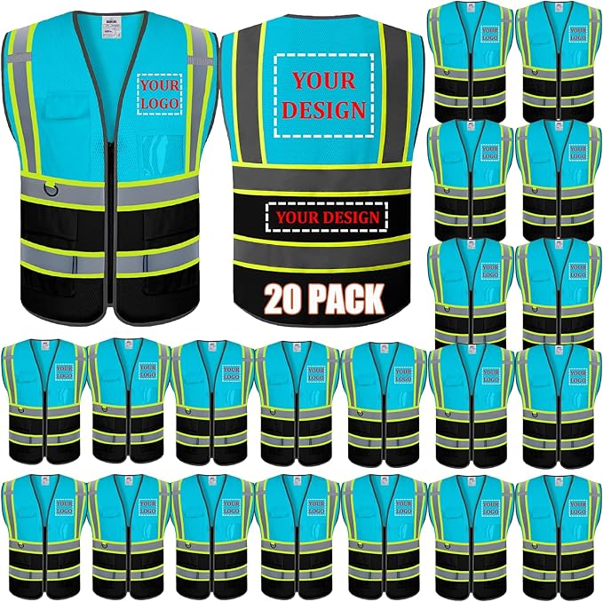 BeautyWill Custom Logo 10/20 Pack Safety Vest Class2 High Visibility Vest by BeautyWill