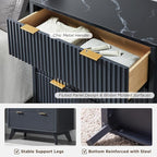 T4TREAM Fluted 3 Drawer Dresser, Curved Profile Design, Wood Drawer Organizer - Image 6