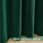 Joydeco Dark Green Velvet Curtains 96 Inches Long, Luxury Grommet Blackout - Image 7